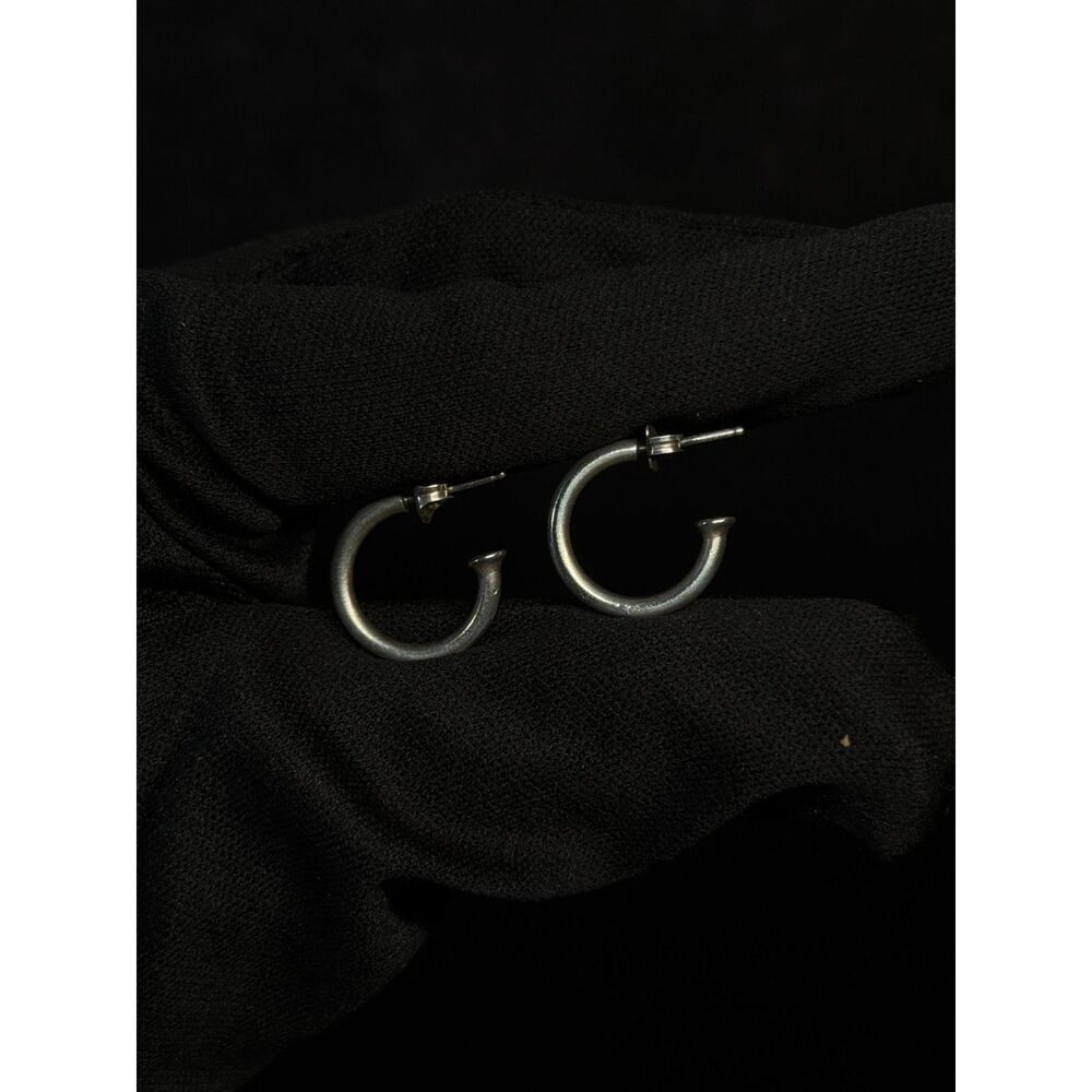 Sterling Silver Small Hoop Earrings .6" Wide